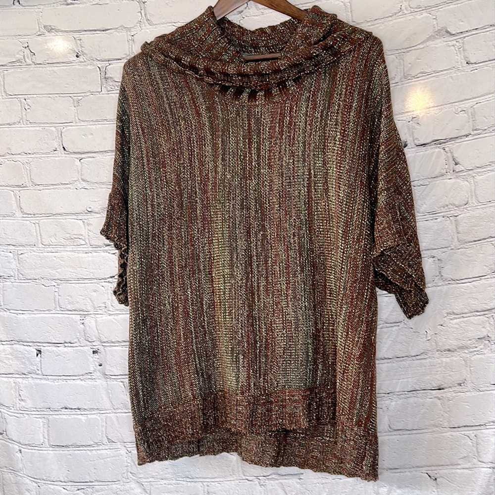 Roz & Ali Cowl Neck Pullover Metallic Sweater Size 3X Excellent Condition